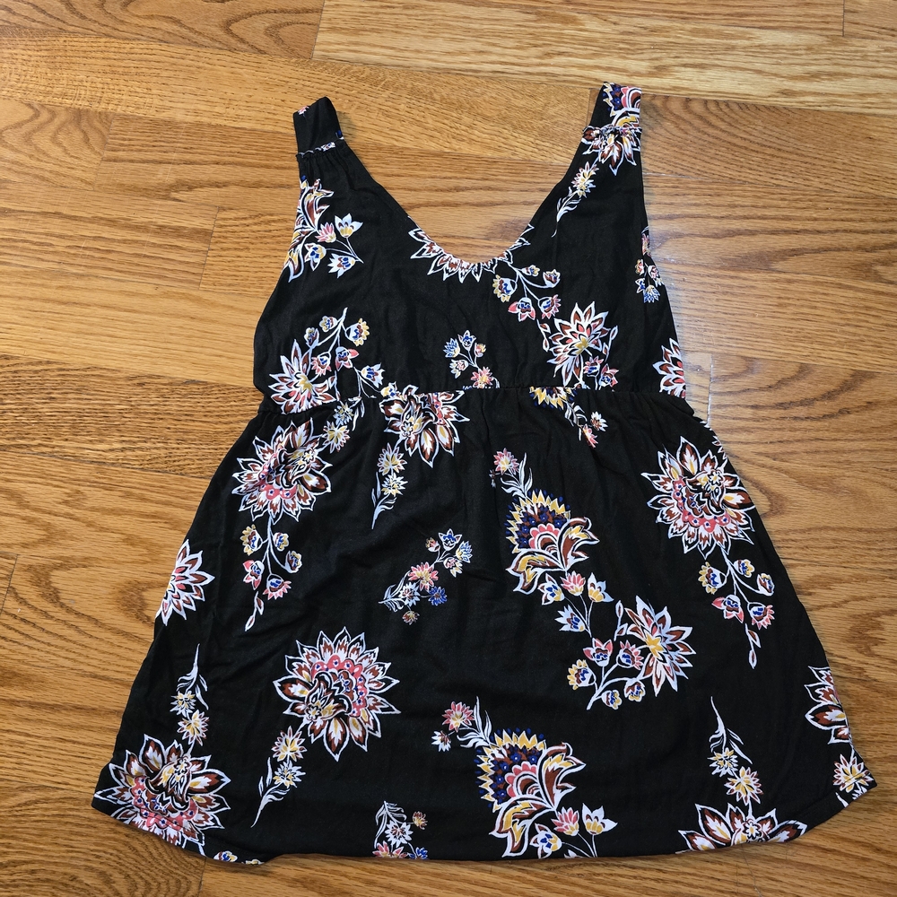 Old Navy Black Floral Maternity Tank